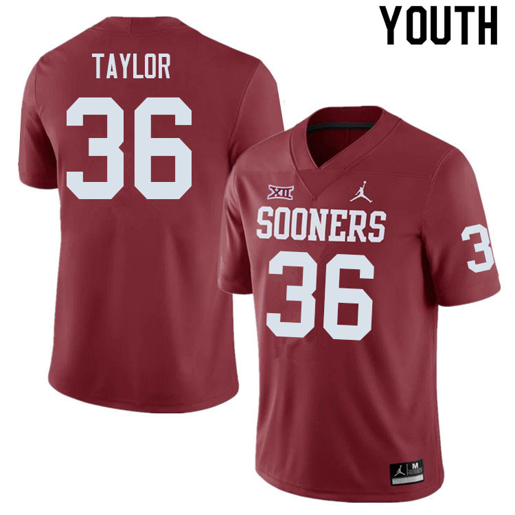 Youth #36 Ty Taylor Oklahoma Sooners College Football Jerseys Sale-Crimson